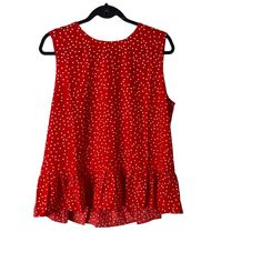 Cooper St Size Large New Ditsy A-Line Ruffle Hem Shift Top Red And White Dots Ruffle Hem, Red White, Red And White, A Line, Dots, Red, Women Shopping, White