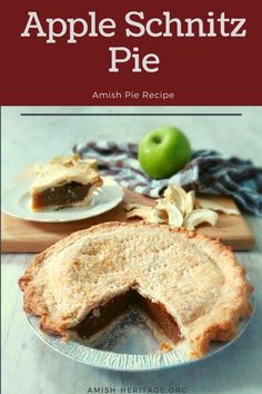 Apple Schnitz pie Schnitz Pie, Amish Pie, Traditional Apple Pie Recipe, Best Amish Recipes, Dutch Apple Pie Recipe, Grape Pie, Amish Food, Pennsylvania Dutch Recipes, Flaky Pie Crust Recipe