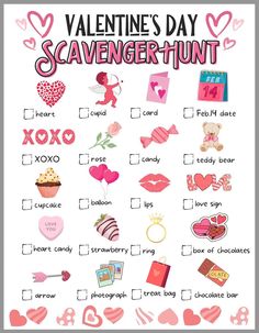 valentine's day scavenger hunt is shown