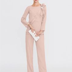 Lanting Beautiful Pant Suit For A Mother Of The Bride Or Any Special Occasion. Color Is A Light Peach, Pants And Top Are Lined. A Beautiful Rhinestone Type Broach On The Top As Shown In The Picture. Never Worn, Tags Still On This Outfit. Size 8 Pants Suits For Women Wedding Classy, Luxury Elegant Pants For Wedding, Luxury Straight Pants Palazzo Set For Party, Luxury Palazzo Set For Party With Straight Pants, Luxury Straight Pant Set For Formal Occasions, Luxury Fitted Pant Set For Wedding, Fall Wedding Pant Suits, Luxury Elegant Floor-length Pant Set, Chiffon Pant Suits