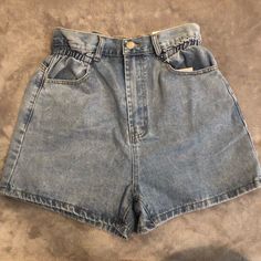 These Shorts Are Super Cute. They Have Pockets Both In The Front And Back. They Have An Elastic Band In The Waist To Add Extra Stretch. Waist Can Stretch Up To 33” Length Is 15 1/2” High Rise Bottoms With Elastic Waistband For Day Out, Summer Denim Bottoms With Short Inseam, Denim Bottoms With Short Inseam For Summer, High Waist Light Wash Bottoms With Elastic Waistband, High-waisted Jean Shorts With Elastic Waistband For Summer, Summer High Waist Jean Shorts With Elastic Waistband, High Waist Jean Shorts With Elastic Waistband For Summer, High Rise Beach Bottoms With Elastic Waistband, High Rise Shorts With Elastic Waistband For Day Out