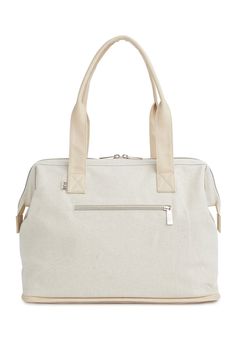 The Convertible Mini Weekender in Beige | Beis Travel – Béis Dog Clip, Capsule Outfits, Types Of Bag, Laptop Case, Velcro Straps, Cute Bag, Weekender Bag, Kate Spade Top Handle Bag, Laptop Sleeves