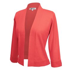 Women's 3/4 Sleeve Bolero Style Crop Cardigan | YEMAK Sweater Long Sleeve Spring Workwear Shrug, Fitted Cardigan With 3/4 Sleeves For Work, Fitted Long Sleeve Shrug For Work, Classic Open Front Spring Sweater, Fitted Fall Shrug For Workwear, Fitted Fall Workwear Shrug, Casual Solid Cardigan With 3/4 Sleeves, Fall Workwear Fitted Shrug, Casual Solid Color 3/4 Sleeve Cardigan