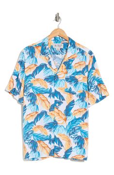 An allover frond print brings vacation-ready appeal to a cool camp shirt perfect for breezy, warm days. Front button closure Notched collar Short sleeves 100% viscose Machine wash, line dry Imported Collared Camp Shirt With Hibiscus Print For Summer, Summer Camp Shirt With Graphic Print And Camp Collar, Printed Summer Camp Shirt, Summer Printed Camp Shirt With Relaxed Fit, Spring Beach Hibiscus Print Camp Shirt, Summer Shirt With Printed Camp Collar, Summer Shirt With Printed Design And Camp Collar, Hawaiian Camp Shirt With Camp Collar For Vacation, Casual Camp Shirt With Floral Print And Camp Collar