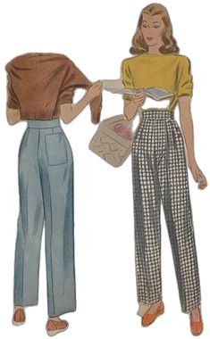 Retro Bottoms With Button Closure, Vintage Fitted Pants With Buttons, Vintage Pants With Buttons For Workwear, Fitted Vintage Pants With Buttons, Vintage High-waisted Pants, Vintage Workwear Pants With Buttons, Retro Straight Pants For Work, Retro Style Wide Leg Pants With Button Closure, Retro Trousers For Workwear