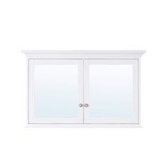 a white cabinet with two doors on the front and one door open to reveal something