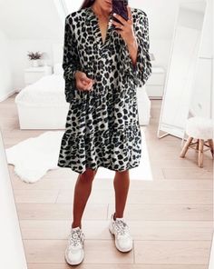 Leopard Print Dress Bohemian Style Dress Casual Boho Tunic Dress For Fall, Casual Fall Boho Tunic Dress, Fall Casual Boho Tunic Dress, Fall Beach Tunic Mini Dress, Casual Knee-length Flowy Boho Dress, Boho Mini Dress For Beach In Fall, Mini Length Boho Dress For Fall Beach Occasions, Mini Length Boho Dress For Beach In Fall, Mini Boho Beach Dress For Fall