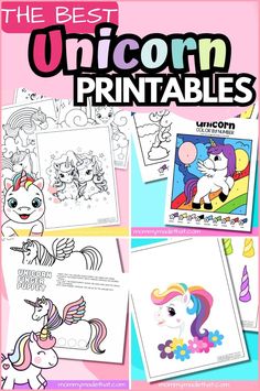 the best unicorn printables for kids to color and play with in their own hands