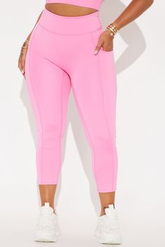 Available In Black And Hot Pink. Active Capri Legging High Waisted Elastic Waistband Elevate Seaming Detail Side Pockets High Impact Stretch Pair With "Circut Elevate Active Short Sleeve Top" "Tennis Play Elevate Active Top" 73% Polyester 27% Spandex Imported | Warm Up Elevate Active Capri Legging in Hot Pink size Medium by Fashion Nova Pink Sports Leggings With Pockets, Solid Athleisure Capris For Summer, Solid Color Athleisure Capris For Summer, Pink Stretch Yoga Pants With Pockets, Pink Athleisure Leggings With Pockets, Spring Sports Capris, Stretch High Waist Capris For Workout, High Waist Stretch Capris For Workout, Stretch High-waist Capris For Workout