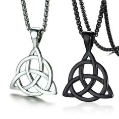 Mens Irish Celtic Triquetra Triangle Trinity Knot Pendant Necklace Chain 24" | eBay Goddess Of Fortune, Triquetra Pendant, Celtic Triquetra, Trinity Necklace, Viking Necklace, Trinity Knot, Irish Celtic, Daily Jewelry, New Metal