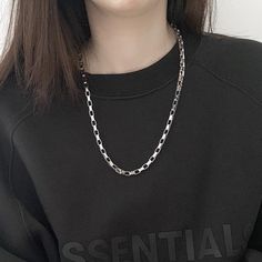 Type: AccessoriesMaterial: Titanium steel Black Chunky Chain Necklace In Stainless Steel, Minimalist Black Chain Necklace With Silver Chain, Minimalist Black Chain Necklace With Silver Details, Black Stainless Steel Necklaces With Chunky Chain, Black Minimalist Necklace With Silver Chain, Minimalist Black Necklace With Silver Chain, Black Clavicle Chain Link Necklace, Classic Black Chain Link Necklace, Everyday Black Link Chain Necklace