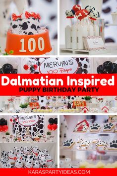 dalmatian inspired puppy birthday party with lots of decorations