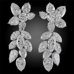 Harry Winston Diamond Cluster Platinum Chandelier Earrings Harry Winston Earrings, Harry Winston Jewelry, Cluster Earrings Studs, Harry Winston Diamond, Emerald And Diamond Earrings, Pear Shaped Diamond Ring, Marquise Shape Diamond, Diamond Cluster Earrings, Platinum Earrings