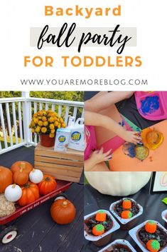 backyard fall party for toddlers with pumpkins