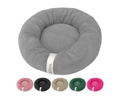 the dog bed has four different colors on it and is also available for small dogs