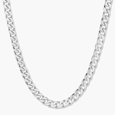 Surround yourself in elegance with the Ella Necklace. Crafted with a striking gold curb chain, this necklace is an effortless way to add glamour to your look. Feel beautiful and confident with this timeless piece of jewelry. Dare to stand out. Available in 14k gold plated or rhodium plated brass Chain width: 1/4" 16" flat curb chain with 2" extender Lobster claw closure SKU: BYN1258 Chic Formal Necklace With Silver Chain, Elegant Oval Link Curb Chain Necklaces, Sterling Silver Cuban Link Necklace With Curb Chain, Chic White Gold Chain Jewelry, Elegant Silver Necklace With Figaro Chain, Sterling Silver Cuban Link Necklace, Elegant Everyday Curb Chain Necklace, Elegant Silver Figaro Chain Necklace, Chic Everyday Curb Chain Jewelry