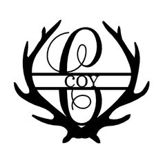 the logo for coy's company, with antlers and letters on it