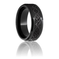 Black Ceramic Beveled Edge Band with Viking Laser Engraving Ring / Setting Information Stones Style #: 400-00795 Type: N/A Metal Type: Black Ceramic Shape: N/A Band Width: 8mm Order a Free Ring Sizer Finish: Laser Engraved Viking Wedding Ring Men, Soup Wedding, Mythical Wedding, Norse Patterns, Ace Ring, Wedding Band Tattoo, Viking Wedding Ring, Engraving Ring, Tattoo Wedding Rings