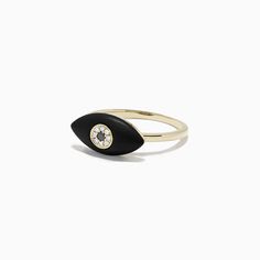 Effy Novelty 14K Yellow Gold Onyx and Diamond Evil Eye Ring, 1.25 TCW Diamond Evil Eye, Evil Eye Ring, Eye Ring, Gold Yellow, Evil Eye, Onyx, Wedding Rings, Yellow Gold, Engagement Rings