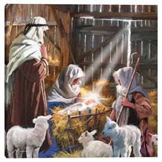 the nativity scene is depicted in this painting