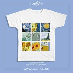 50% OFF  9 of the best van gogh's paintings in one tshirt ! Starry night , sunflowers , irries & more  .. Get yours now Best Van, Painted Clothes Diy, Tshirt Painting, T Shirt Painting, Cool Vans, Thrift Flip, Stylish Art, Van Gogh Paintings, Painted Clothes