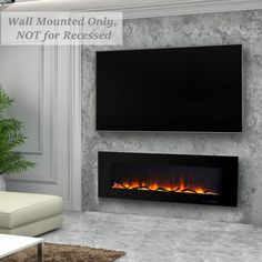 a living room with a fireplace and tv mounted on the wall, not for recessed