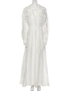 Alberta Ferretti Linen ShirtdressNeutralsLong Sleeve with V-NeckButton Closure at FrontDesigner Fit: Dresses by Alberta Ferretti typically fit true to size. Chic V-neck Shirt Dress With Pockets, V-neck Shirt Dress With Placket For Daywear, Single Breasted V-neck Summer Dress, White V-neck Shirt Dress For Work, Elegant V-neck Dress With Placket, Classic White V-neck Shirt Dress, Classic V-neck Shirt Dress For Formal Occasions, V-neck Shirt Dress With Buttons For Office, V-neck Shirt Dress For Office With Buttons