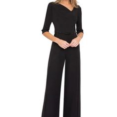 Designer: Black Halo Size: 2 Condition: New With Tags Originally $435.00!!! Bring On The Night In A One-And-Done Jumpsuit Designed With An Asymmetric, Drapey Neckline And Flowy, Wide Legs. Asymmetric Cowl Neck Three-Quarter Sleeves Partially Lined 63% Polyamide, 33% Viscose, 4% Elastane The Manuf Tag Is Missing...The Dept Store Tag Is Attached Designer Jumpsuits, Black Halo, Wide Legs, Wide Leg Jumpsuit, Black Jumpsuit, Three Quarter Sleeves, Night In, Cowl Neck, Three Quarter