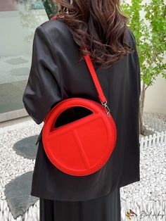 BirdinBag - Stylish Round Pressure Mark Handbag: Perfect Crossbody Shoulder Bag for Personalized Charm Red Baguette Bag With Large Capacity For Travel, Red Travel Baguette Bag With Large Capacity, Chic Red Handheld Bucket Bag, Large Capacity Red Baguette Bag For Travel, Red Baguette Bag With Large Capacity For Daily Use, Trendy Red Top Handle Bucket Bag, Versatile Red Bags For On-the-go, Red Top Handle Baguette Bag For Shopping, Red Baguette Bag With Top Handle For Shopping