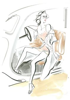 a drawing of a woman sitting in a chair