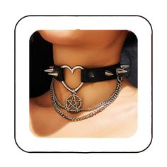 PRICES MAY VARY. PU leather chocker made of PU leather, rivet and alloy chain. Wearing it for a long time will not feel uncomfortable. Gothic spiked chokers approx size: 40cm/ 5.7in, there are adjustable buttons at the back. You can freely to adjust it. Punk rivet collar make you cool and attractive. Highly loved by women, it can add a touch of brightness to your outfit. Black choker necklaces fit for Halloween, cosplay, concert, birthday, festival, rock, birthdays, balls and daily wear. Goth He Edgy Metal Choker For Halloween, Punk Metal Choker For Halloween, Gothic Metal Choker For Concerts, Gothic Heart Shaped Choker For Parties, Edgy Choker With Adjustable Chain, Gothic Heart-shaped Choker For Party, Trendy Heart Shaped Metal Choker, Trendy Heart-shaped Metal Choker, Edgy Metal Choker