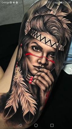 205+ Indian Tattoo Designs (2023) - TattoosBoyGirl Indian Women Tattoo, Indian Girl Tattoos, Native American Tattoo Designs, Indian Tattoo Design, Headdress Tattoo, Indian Tattoos, Female Warrior Tattoo, Tato Tradisional