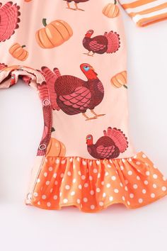 This darling ruffle romper has perfect festive look for Thanksgiving. Check our our coordinating infant and girls dress. 97% Cotton 3% Spandex Baby Ruffle Romper, Pumpkin Baby, Festive Look, Ruffle Romper, Baby In Pumpkin, Baby Romper, Girls Dress, 6 Months, Peplum Top