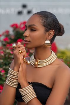 This gorgeous choker set is a MUST HAVE!! Includes ONE choker & ONE Bracelet  Choose  from 4 colors.  can be worn 2 different ways Chic White Choker Jewelry, White Choker Jewelry Sets For Party, Elegant White Choker Jewelry Set, Gala Hair, Afro Jewelry, African Wedding Jewelry, Jewelry Facts, Ziegfeld Follies, Cord Choker