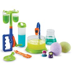 the toys are all in different colors and shapes, including beakles, toothbrushes