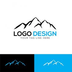 mountain logo design with blue and black colors