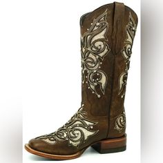 Women's Western Luminary Glitter Inlay Diamond Accents Cowgirl Tan & Brown Botas Super Nice Ladies Boots!!! You Are Buying High Quality Rodeo Genuine Leather Women Boots. Proudly Made In Mexico. Brand Reywelt Colors Tan -(072 Jennifer) And Brown -(072 Miranda) Beautiful Glitter Diamonds Condition New With Box Squared Toe Genuine Leather Leather Heel Western Style Made In Mexico If You Have A Wide Foot Please Go 1/2 Size Up Embellished Brown Round Toe Boots, Brown Embellished Round Toe Boots, Brown Leather Embellished Boots, Embellished Brown Leather Boots, White And Gold Sneakers, Black Shoes Sneakers, Dr Scholls Shoes, Christian Louboutin Iriza, Miller Sandal