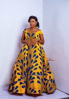 Ankara full dress African Prom Dresses Ankara, Chitenge Dresses, Ankara Prom Dress, Party Dresses Uk, Ankara Maxi Dress, African Party Dresses, African Attire Dresses, Long African Dresses, African Prom Dresses