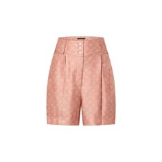 LOUIS VUITTON® - Tailored Mahina Monogram Shorts - Beige Camel Monogram Shorts, Louis Vuitton Gifts, Spring Sandals, Stole Scarf, Leather Denim, Knitwear Dress, Louis Vuitton Official, Silk Twill, Denim Coat