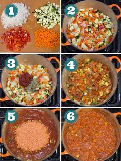 the steps to make an easy and delicious vegetable dish in one pot, including onions, carrots, celery, red pepper, onion, and seasoning