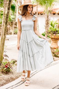 Pleasant Views Sage Green Smocked Midi Dress – Shop The Mint Mid Dress, Sage Green Dress, Floral Cocktail Dress, Black Tie Dress, Long Sleeve Outerwear, Family Sessions, Cotton Midi Dress, Mid Dresses, Dress Picture