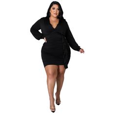 F00098977-105 Elegant Vintage Dresses, Plus Size Mini Dresses, Solid Color Dress, Bodycon Dress Parties, Black Sheath Dress, Dress Satin, Long Sleeve Bodycon, Summer Fashion Outfits, Evening Attire