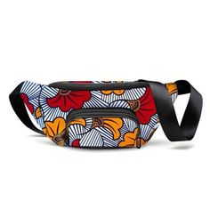 Grab this black and red African Print Fanny Pack and make a statement! This Fanny Pack is perfect for when you are on the go and want to carry your goodies hands-free! It is spacious and has 2 zippered compartments and adjustable straps. Fun for everyday use or for those special vacations. 13 inches long and 5 inches tall. Handmade with African print 100% cotton. Adjustable straps can be made to fit waists from 31 inches to 49 inches. Care instruction: Hand wash, not suitable for the dryer. Disc Waist Bag Outfit, African Fabric Accessories, Fanny Pack Style, Ankara Bags, Belly Bag, African Bag, African Accessories, Printed Makeup Bag, Afrikaanse Mode