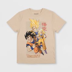 Give your anime enthusiast this Dragon Ball Z Short-Sleeve Graphic T-Shirt so they can rock their fandom in cool style matched with the breathable comfort of 50 % cotton and 50% polyester construction. The front of this beige-brown tee is adorned with a colorful graphic of Goku and other Dragon Ball Z characters, with the logo set against a gray checkered background for a fan-favorite look. The lightweight pullover tee is tailored in a regular fit that hits at the waist to keep your kid comforta Fandom T-shirt With Character Print For Fan Events, Cotton Fandom T-shirt For Fan Events, Anime Print Shirt For Fan Conventions, Anime Print Pop Culture Shirt For Fan Conventions, Pop Culture Anime Print Shirt For Fan Conventions, Pop Culture Anime Print T-shirt For Fan Gatherings, Crew Neck T-shirt For Comic-con Streetwear, Anime Print Fandom T-shirt For Fan Gatherings, Character Print Graphic Tee For Comic-con