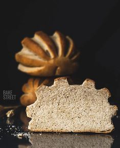 a piece of bread sitting on top of a table