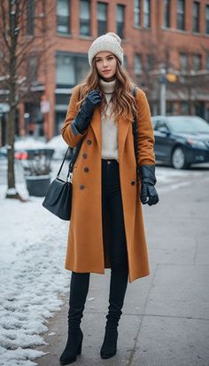 Fabulous Winter Outfits, Broadway Winter Outfit, Autumn Night Outfit, Stockholm Winter Fashion, Winter Outerwear Outfits, British Winter Outfits, Pea Coat Outfits Women, Winter Gloves Outfit, Winter Sweatshirt Outfit