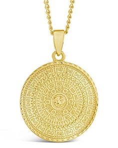 Gold Medallion Necklace Symbolic Gold Plated Medallion Pendant Necklace, Gold Coin Necklace With Large Symbolic Pendant, Gold Symbolic Medallion Necklace, Gold-tone Engraved Medallion Necklace, Gold-tone Engraved Round Pendant Medallion Necklace, Symbolic Gold Medallion Necklace, Engraved Gold-tone Medallion Necklace, Gold Medallion Necklace, Scrap Gold