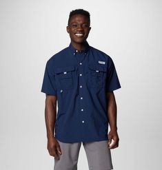 Featuring angler-friendly details and lightweight nylon fabric in a roomy Relaxed Fit, this fishing shirt dries fast, keeps you cool, and blocks sun so you can stay out there longer. Casual Blue Shirt For Outdoor Activities, Nylon Fabric, Columbia Sportswear, Fishing Shirts, Keep Your Cool, Friday Sale, Black Friday Sale, Men Short Sleeve, Short Sleeve Shirt