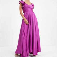 Brand New Fuchsia/Purple Color Dress. Perfect For A Wedding Guest. Open Back That Ties Makes It Very Flattering. Bought Off Of Vici Collection Online Boutique And They Accidentally Sent Me 2. One Being Sold Is Still In The Bag It Was Sent In With Tags. Purple V-neck Bridesmaid Evening Dress, Purple Fitted Maxi Dress For Wedding Guest, Fitted Purple Maxi Dress For Wedding Guest, Purple Satin Sleeveless Maxi Dress, Sleeveless Purple Satin Maxi Dress, Spring Purple Floor-length Evening Dress, Summer Wedding Guest Purple Maxi Dress, Purple Maxi Evening Dress For Summer, Purple Maxi Dress For Prom