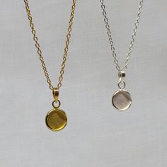 Brushed disc pendant necklace in sterling silver or gold vermeil.  An irregular round disc pendant necklace with a brushed centre on a 16-18 inch trace chain. Simple and versatile, perfect for everyday wear.  Dimensions (approx): * Pendant height: 2cm including bail * Pendant width: 1.1cm * Chain: extendable, can be worn at 16", 17" or 18" Materials: * Sterling Silver or * Gold Vermeil  Beyond Biasa creates unique jewellery that is inspired by antique and tribal designs from around the globe. Al Turquoise Drop Earrings, Gemstone Stud Earrings, Garnet Earrings, Disc Pendant, Art Deco Earrings, Everyday Earrings, Nature Jewelry, Necklace Sterling Silver, Gold Pendant Necklace